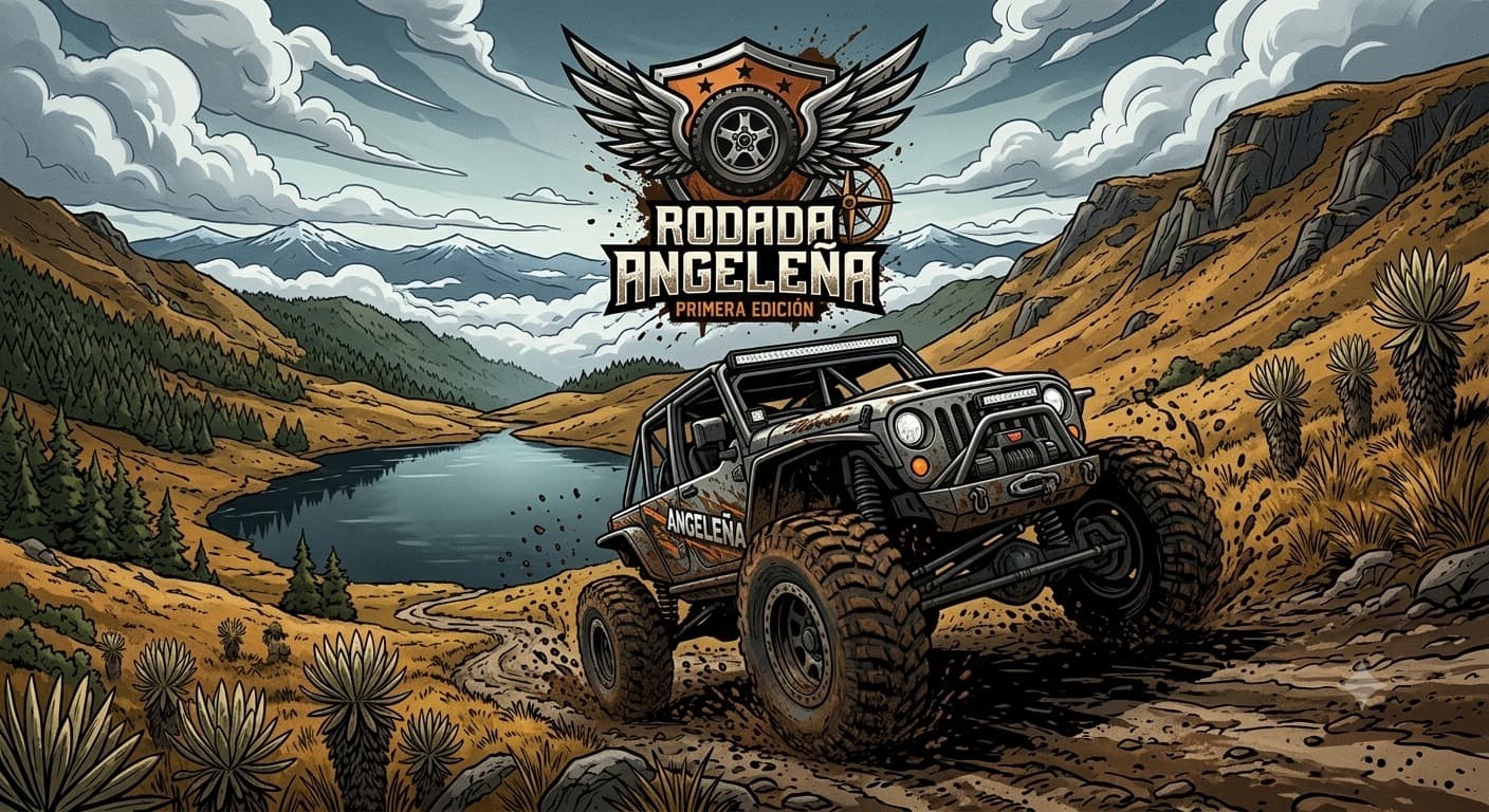 Caravana de vehículos 4x4 cruzando el páramo de El Ángel